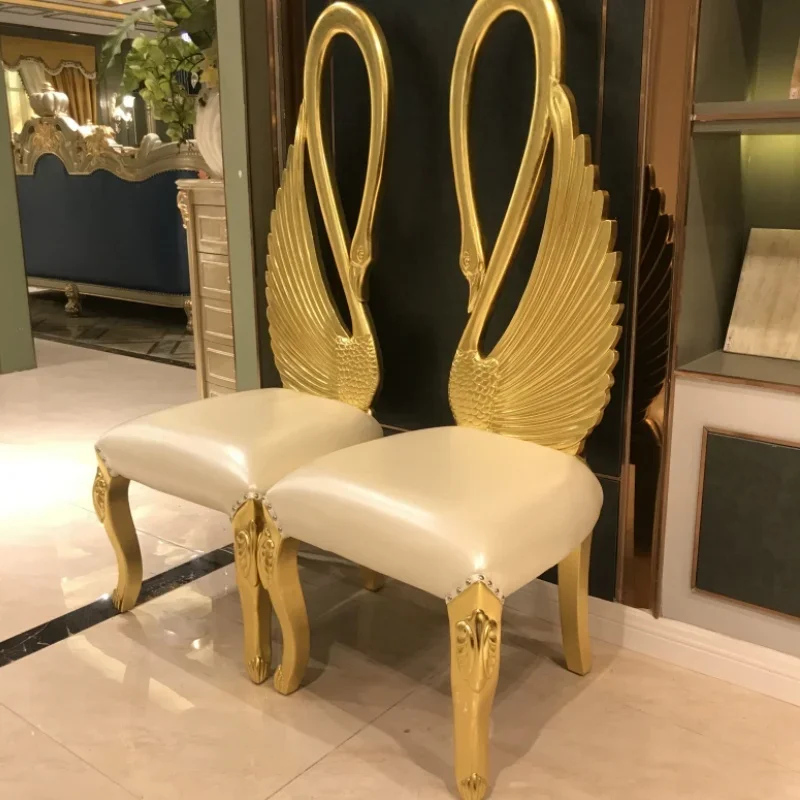 

Luxury Party Gold Thrown Chairs High Back Swan Love Seats Events King and Queen Throne Wedding Chair Royal