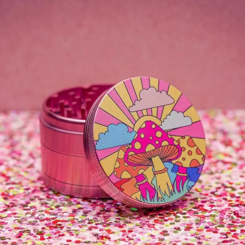4 Layers pink Cute 50mm Tobacco Grinder Pepper Pot Spice Mill Metal Dry Herb Accessories Herbal