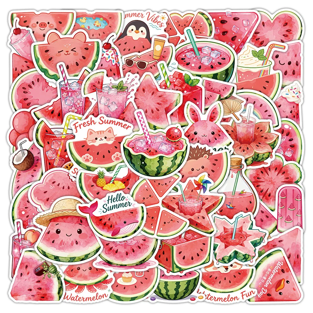 50-Pack INS Style Cute Adorable Watermelon Stickers Waterproof Graffiti Decals for Stationery Notebook Laptop Phone
