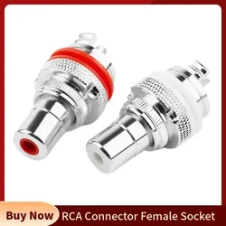 RCA Connector Female Socket Chassis Panel Mount Speaker Terminal Connectors Bright Dumb Rhodium Plated Jack HiFi Audio Plug