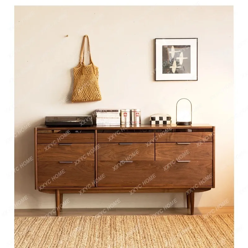XX black walnut eight-bucket cabinet storage cabinet all solid wood living room locker modern simple bedside cabi