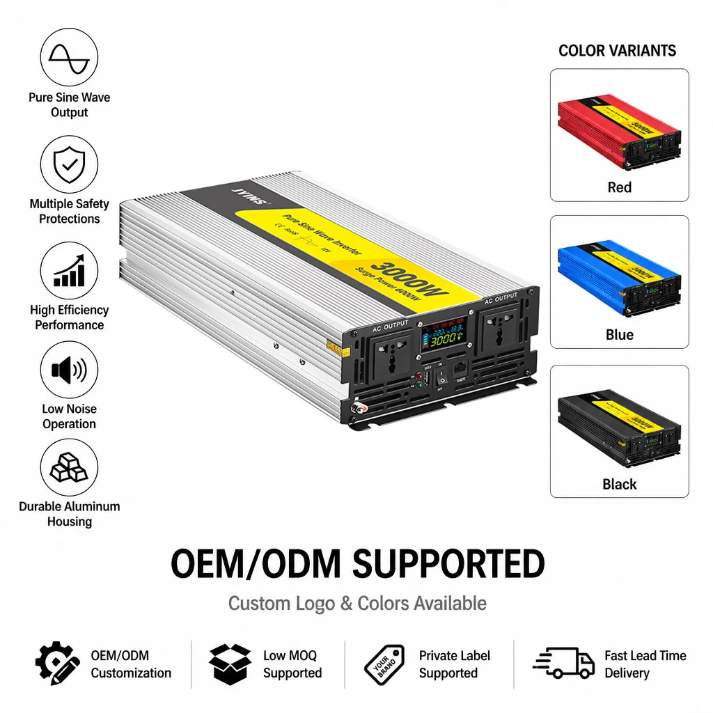 Power Inverter 12v 24v 48v Dc To Ac 110v 230v Pure Sine Wave Solar 3000 Watt