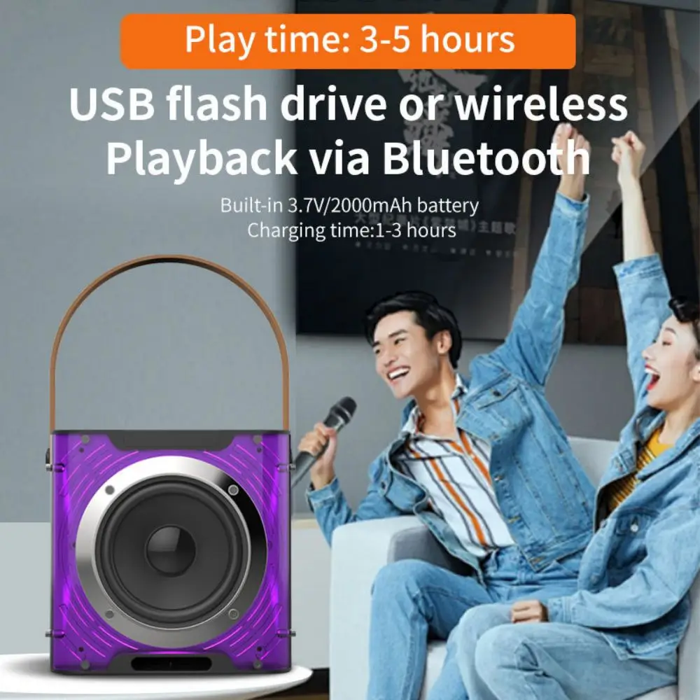 A829 High Power Karaoke Bluetooth Speaker Music Rhythm Light 360 Stereo Surround Wireless Subwoofer Dual Microphone Phone Hold