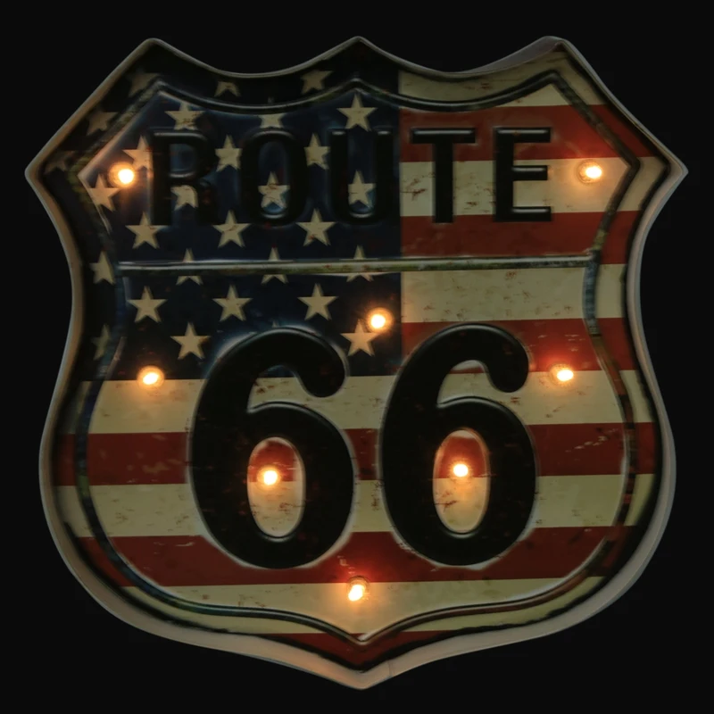 Route 66 Led Vintage Signs Pub Bar Decoration Led Metal Plate Neon Sign Neon Light Home Decor Club Cafe Wall Hanging Art