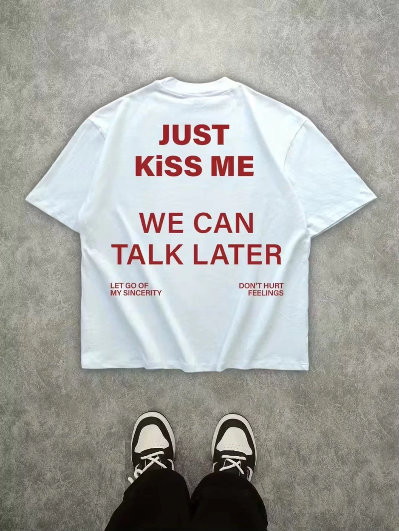 2026 Just Kiss Me Funny Graphic Print Cotton T-Shirt Men's Women's Casual Short Sleeve Crew Neck Cotton Tee Couple Top