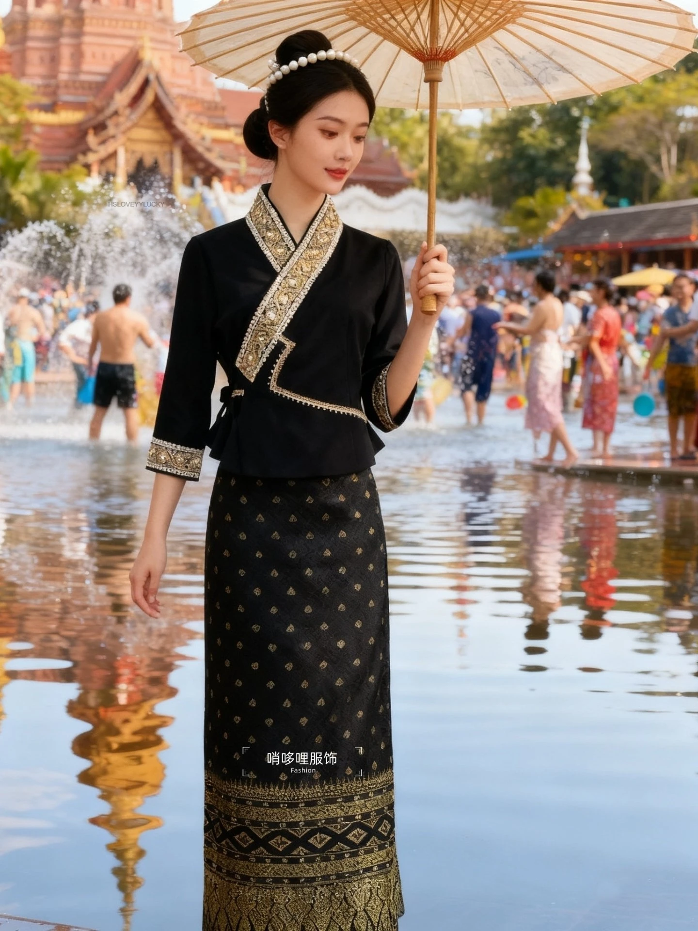 robe-traditionnelle-thailandaise-pour-femmes-costume-vintage-du-festival-dai-chale-a-paillettes-vetements-d'asie-du-sud-est-tenue-nationale