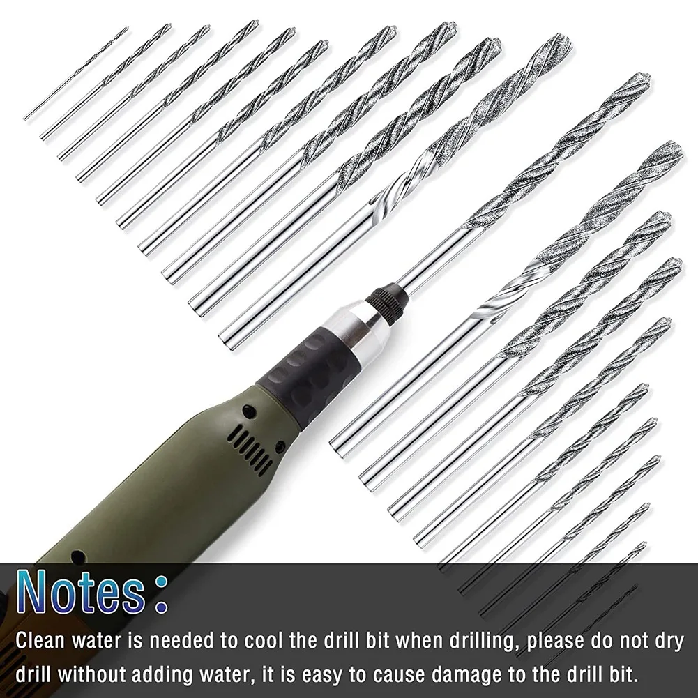 A76K 20 Pcs Diamond Drill Bits Set Twist Diamond Tip Drill Bit Heavy Duty Mini Diamond Drill Bit Set For Glass Tile Jewelry