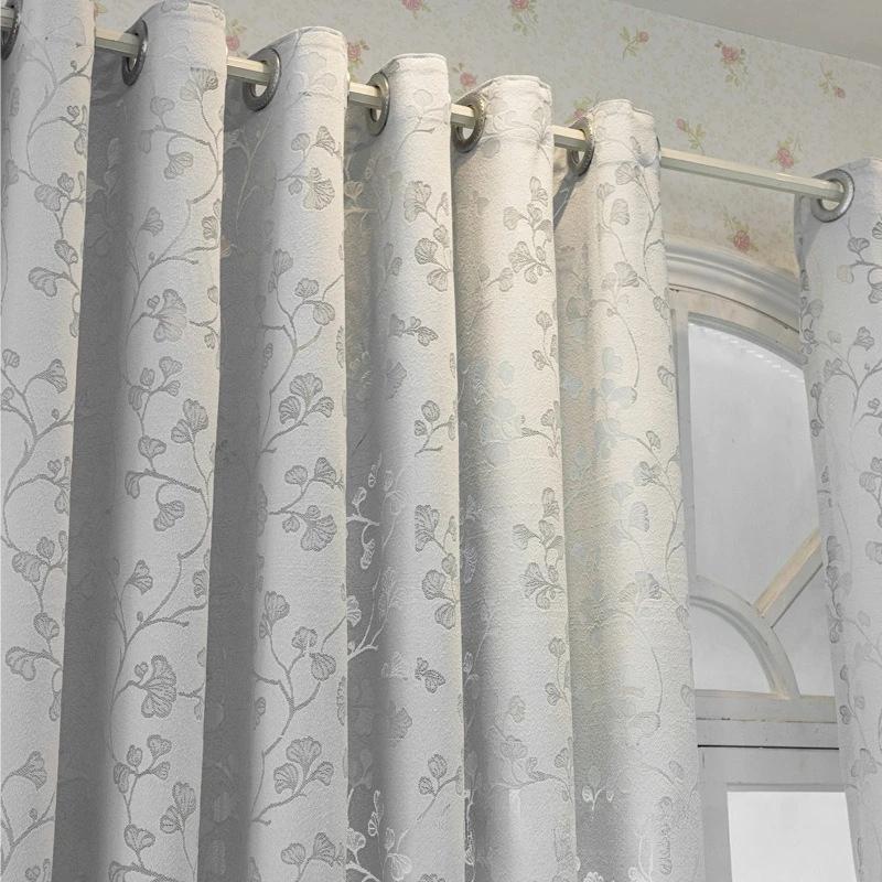 

American Jacquard Hollow Window Screen Translucent Living Room and Bedroom Custom Size Luxury Fashion Sheer White Tulle Door