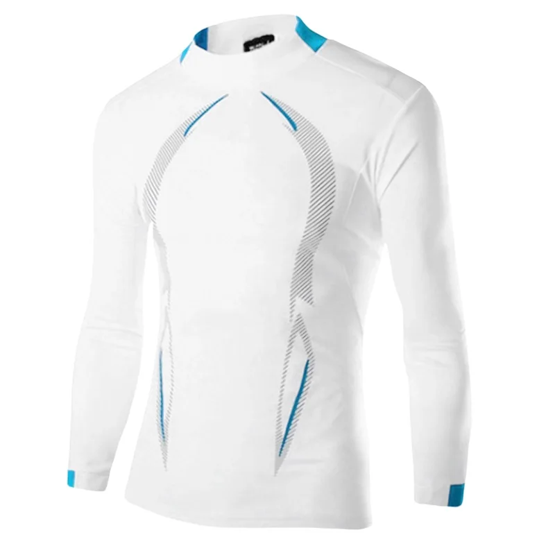 Men Sports Shirt Quick Cool Dry Round Neck Long Sleeve Elastic Quick Drying Tops Fitness Running Casual Clothing