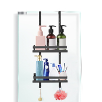 Black Hanging Bath Shelves Bathroom Shelf Organizer Nail-free Shampoo Holder Storage Shelf Rack Bathroom Basket Holder