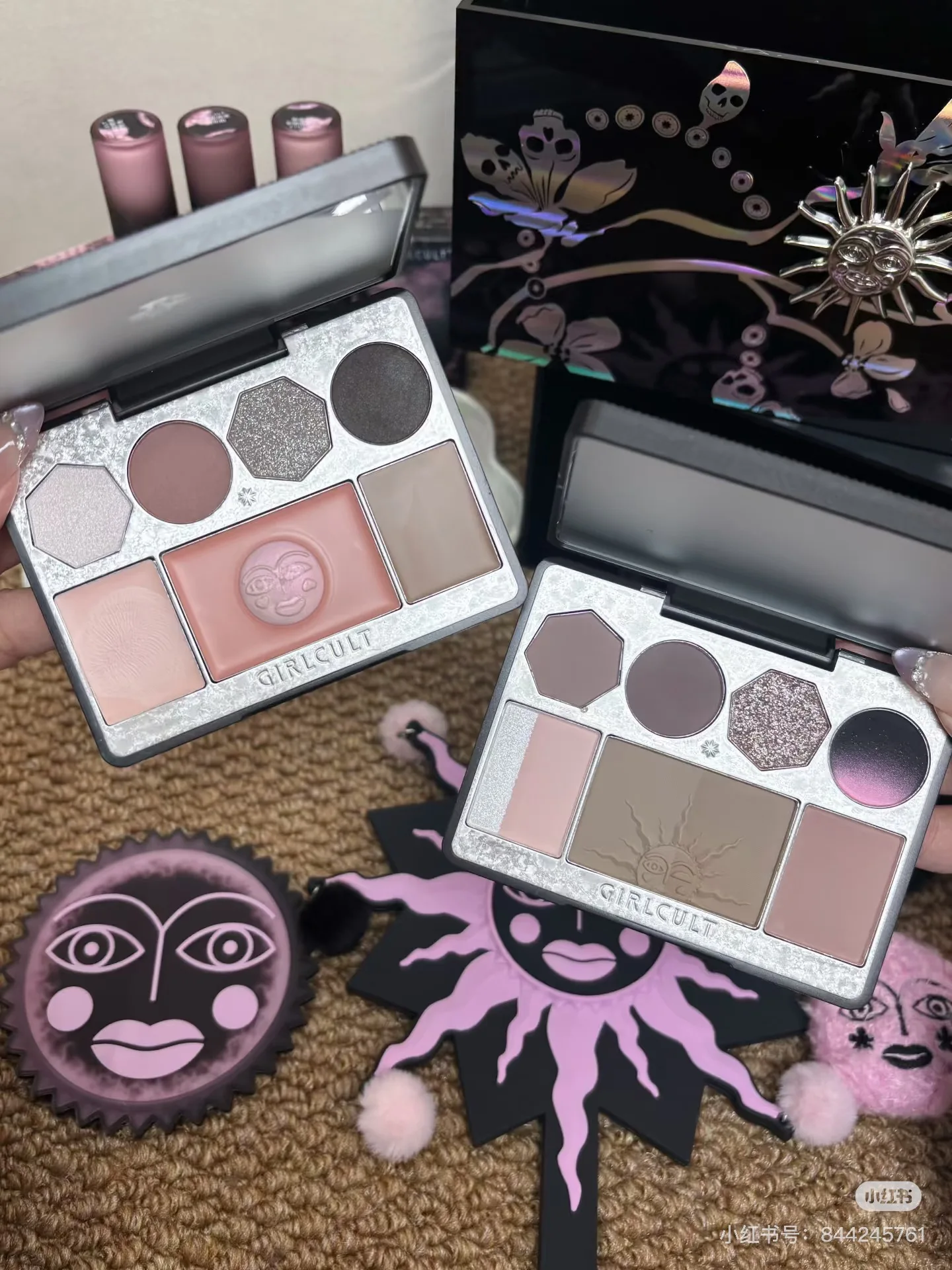 Girlcult Peach Blossom Spring Matte Glitter Shimmer Chameleon Eyeshadow Contour Blush Multi Purpose Facial Comprehensive Plate