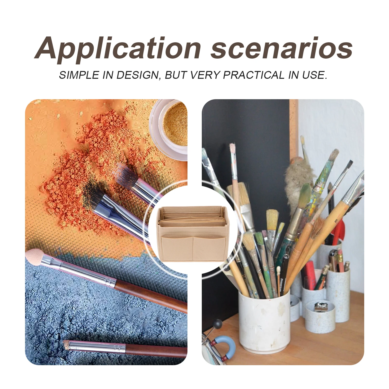 

Detachable Makeup Felt Bag Large Capacity Lightweight Organizer For Women Pencil Pouch Stationery Case