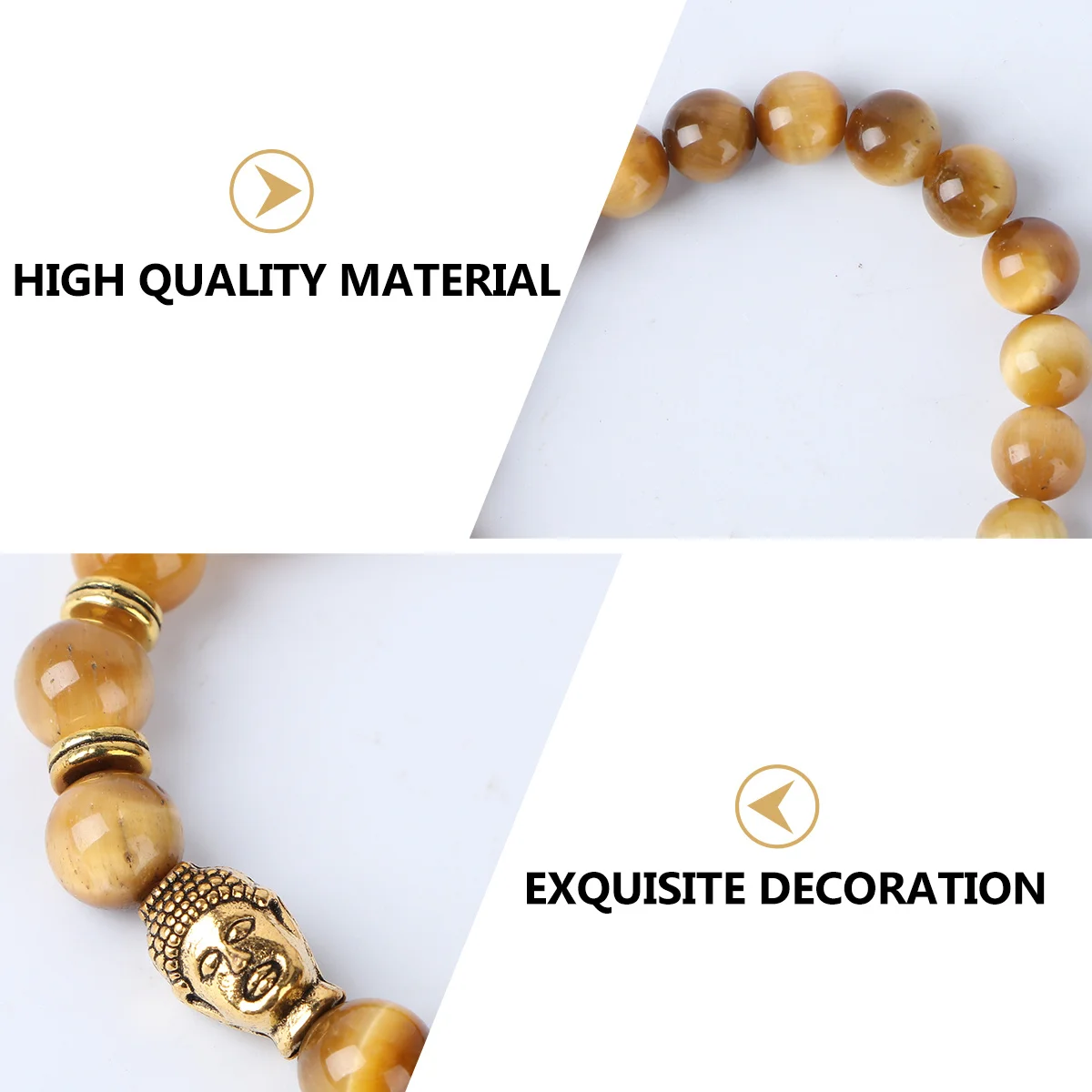 

Tiger-Eye Bracelet Buddha Beaded Stretch Jewelry Fashionable Elegant Wrist Ornament Express Sentiments Tiger-Eye Bracelet