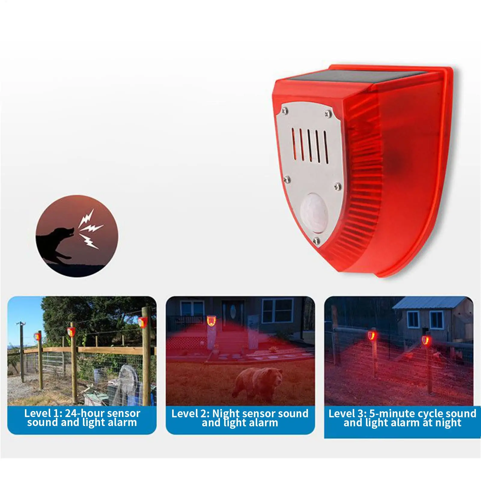 Alarma Solar con Sensor de movimiento para exteriores, dispositivo inteligente para despierto de ciervos, resistente a la intemperie, dispositivo de accionamiento con Sensor de movimiento Solar para patar de entrada