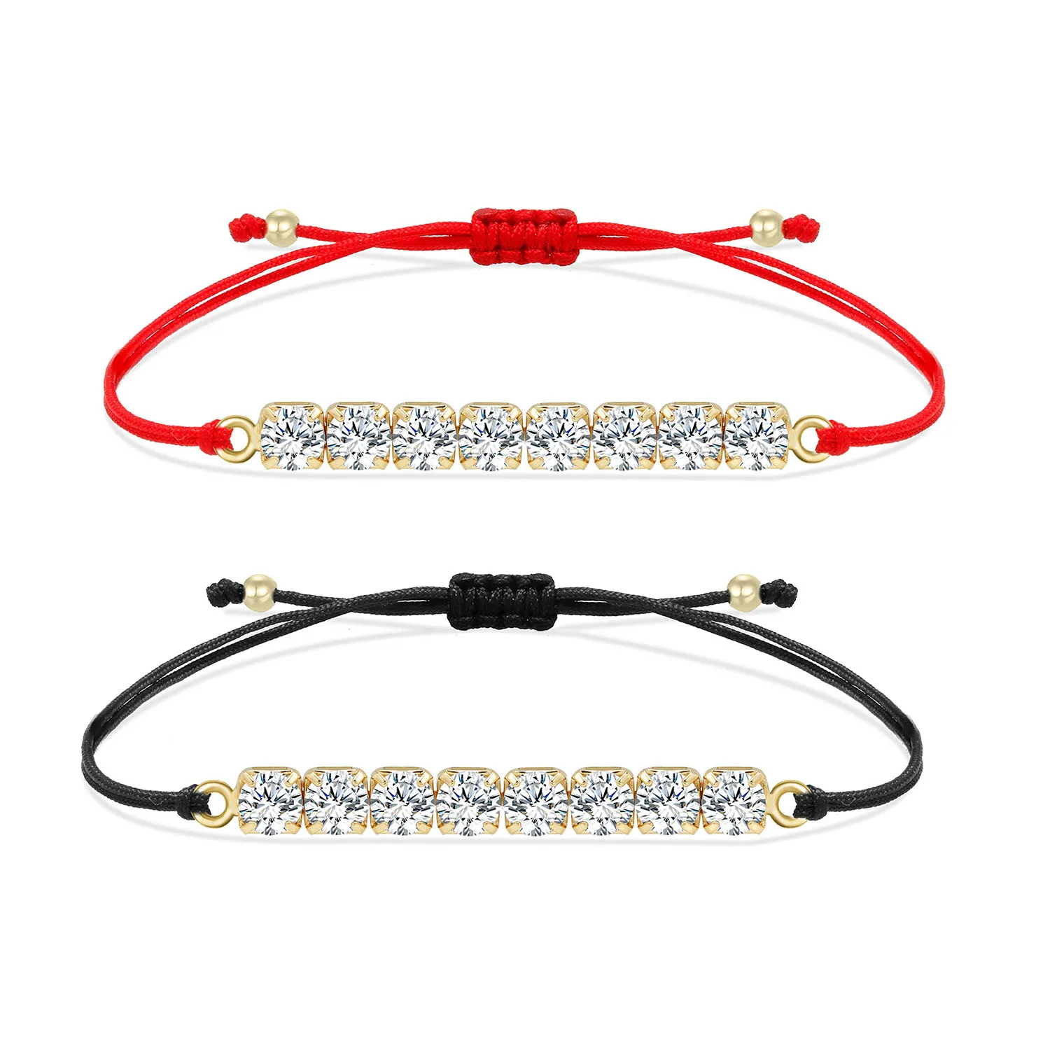 AAA Cubic Zirconia Stones Tennis CZ Crystal Red String handcrafted Adjustable Bracelet Women Girl Shiny Sparkling Bling Jewelry