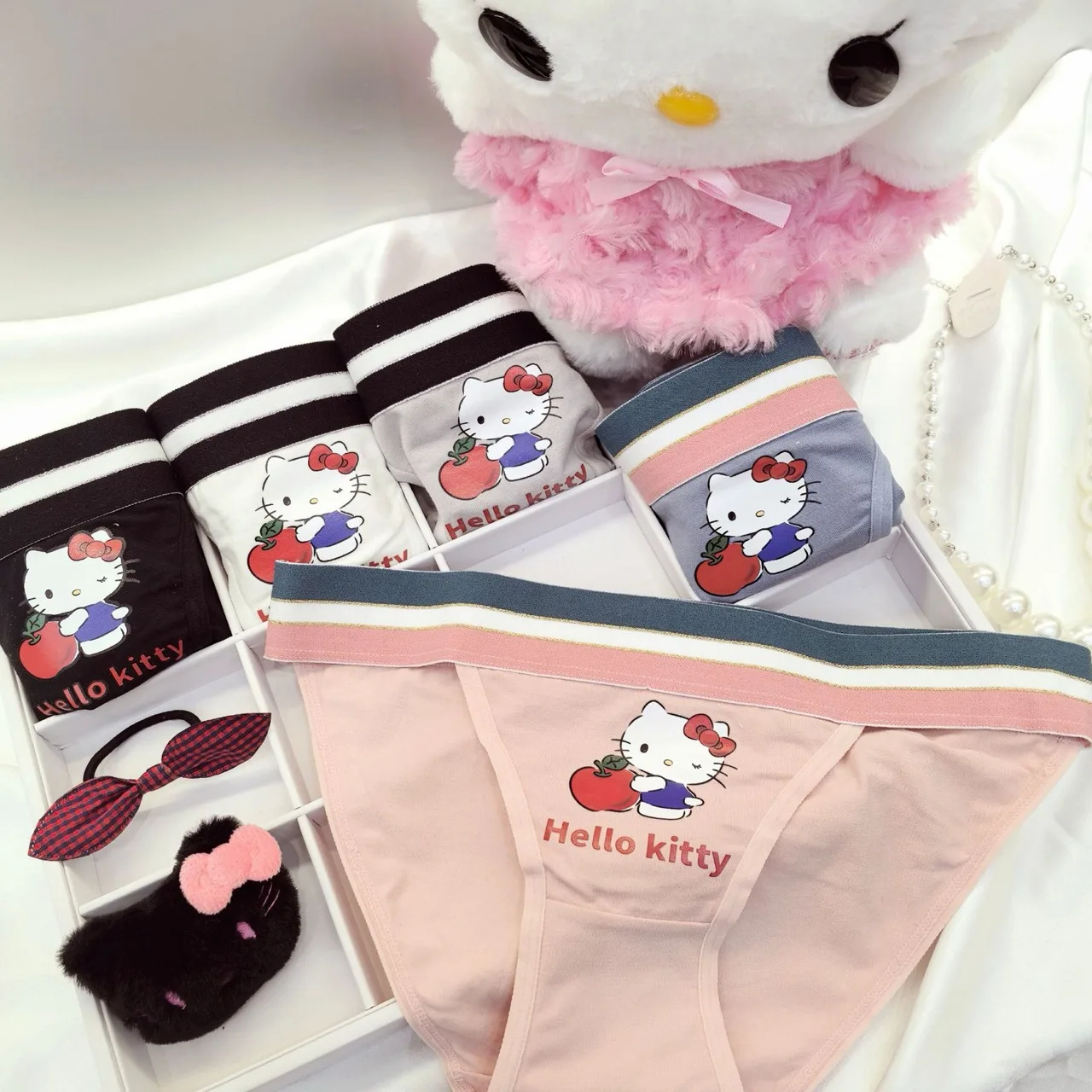 

HelloKitty Underwear For Women Kawaii Split low Waist Breathable Cotton Crotch Sexy Girl Triangle Pants Holiday Gift