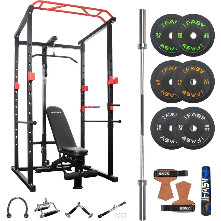 

Multifunctional Power Cage Home Adjustable Pullup Squat Rack 1000Lbs Capacity Comprehensive Fitness Barbell Rack