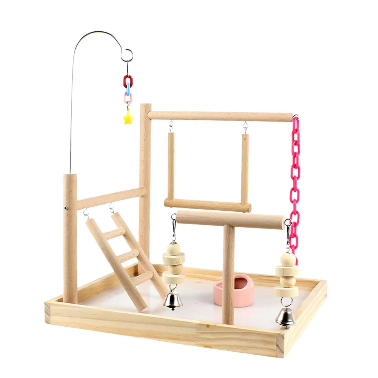 Parco giochi per uccelli pappagalli Supporto persico in legno Accessori per gabbie giocattolo per esercizi Supporto per pappagalli per piccoli parrocchetti Conures Lovebird