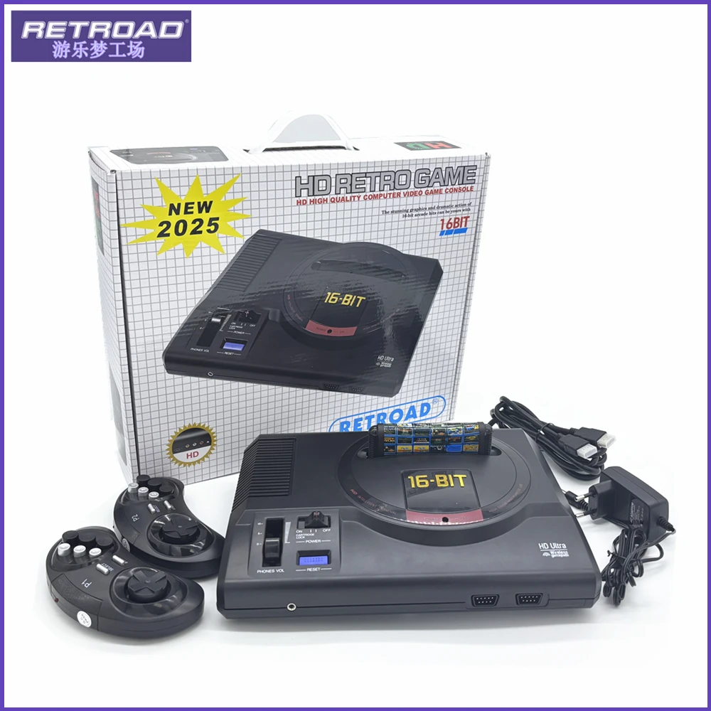 Consola de juegos Retro RETROAD de 16 bits, HD y RCA, 170 juegos, controladores inalámbricos, cartucho de juego Play Genesis/Mega Drive, nueva versión 2025