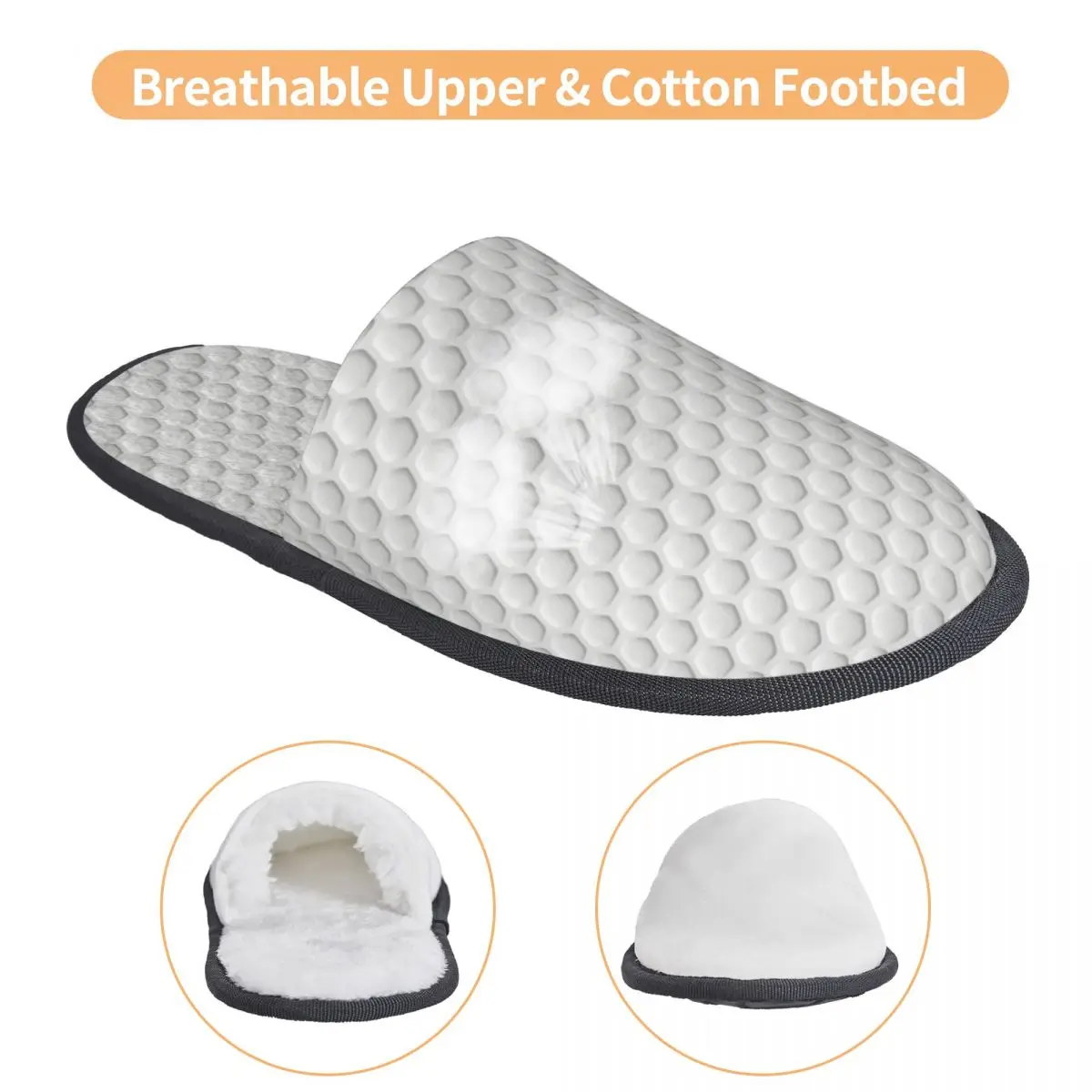 Custom Honeycomb Golf Ball Texture Print Memory Foam Slippers Women Soft Warm House Slippers view 3