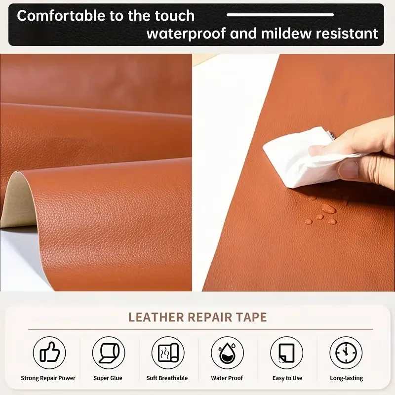 Self-adhesive Leather for Car Interior Repair Patches Large Size PVC Leather Fabric Stickers Carinterior Sofa Home Refurbishment