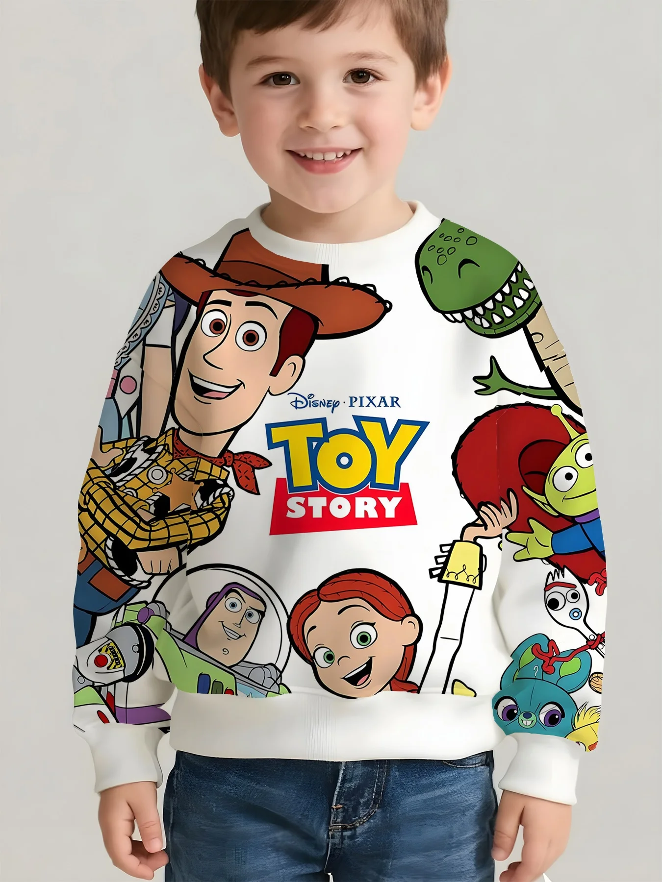 Kinder-Pullover-Sweatshirt mit Disney Toy Story All-Over-Print, Unisex-Hoodie für den täglichen Gebrauch, süßes und modisches Design
