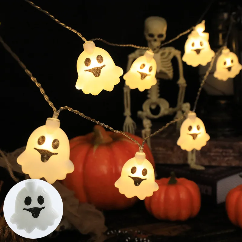 Guirnalda de luces LED con diseño de fantasma para decoración de Halloween, luces impermeables con batería para ambiente interior, Festival y habitación, Y2K, 256