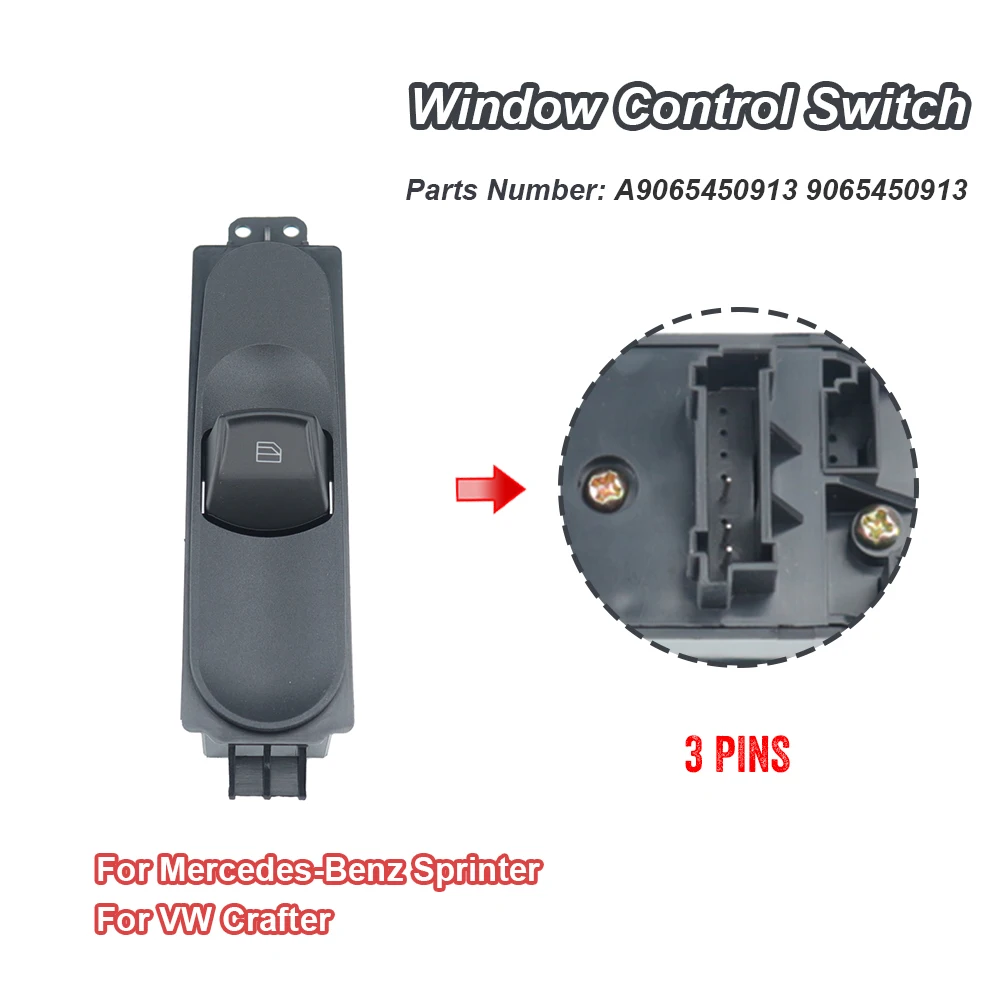 Hight Quality Electric Control Power Window Switch For Mercedes-Benz Sprinter 3,5-T 3-T 4,6-T 5-T VW Crafter A9065450913