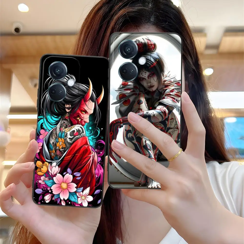 

Geisha Tattoos Phone Case for OPPO Reno 14 13 12 11 10 9 8 7 6 5 F T Pro 5G Soft TPU Shockproof Cover