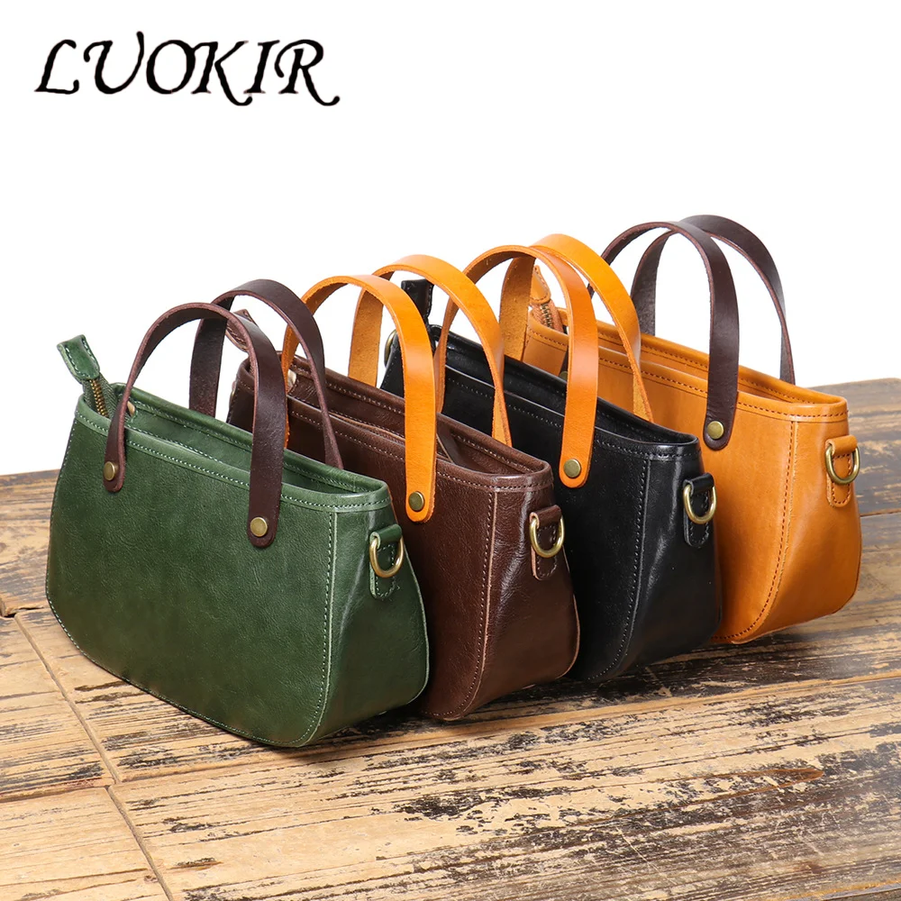 LUOKIR Vintage femmes en cuir véritable sac à main à la mode polyvalent sac à bandoulière