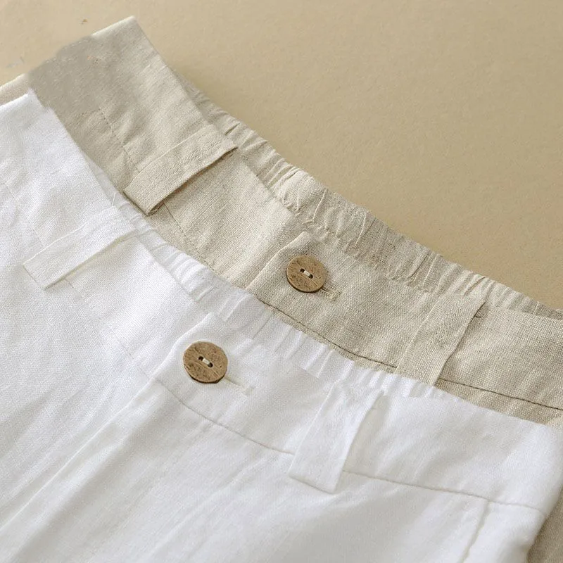 Pantaloni a gamba larga in lino nuova estate pantaloni lunghi Casual solidi sottili da donna pantaloni dritti in cotone e lino larghi elastici a vita alta