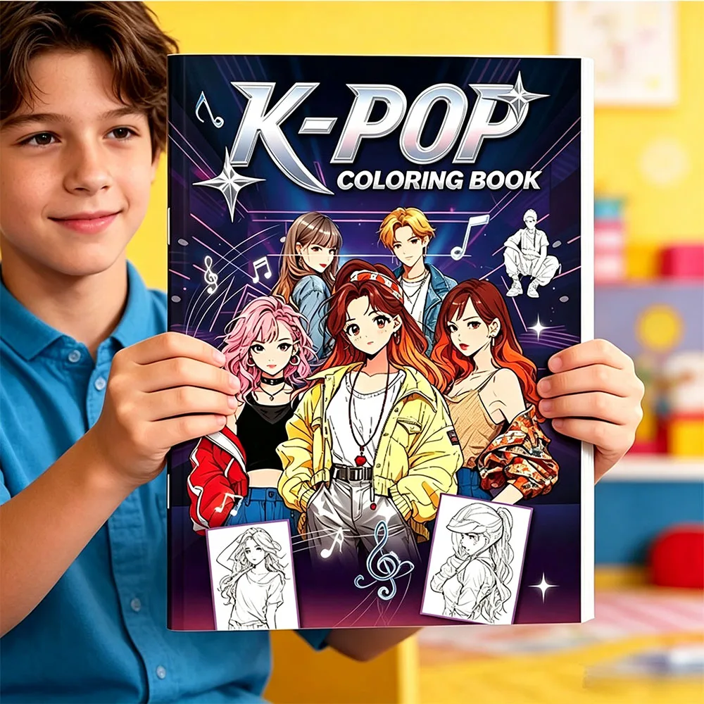 K-Pop Trend Coloring Book: Female Idol Style Art, Cool Character Coloring Book, Trendy Coloring Pages for Relaxation, 16 Pages