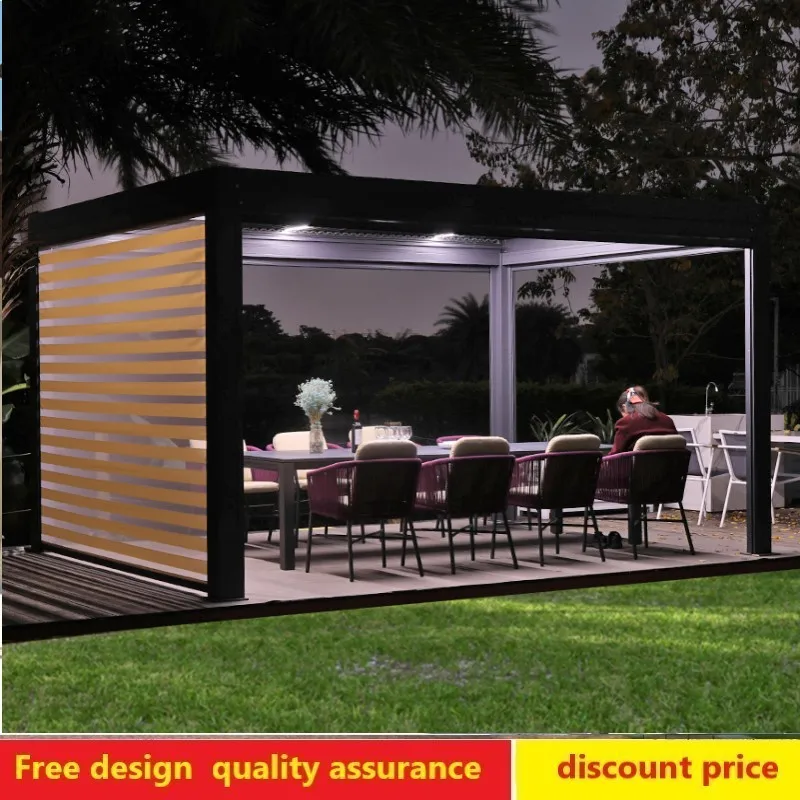 Outdoor gazebo villa garden courtyard sub-terrace roof outdoor sunshade wind-resistant pavilion with light Size 3X3M