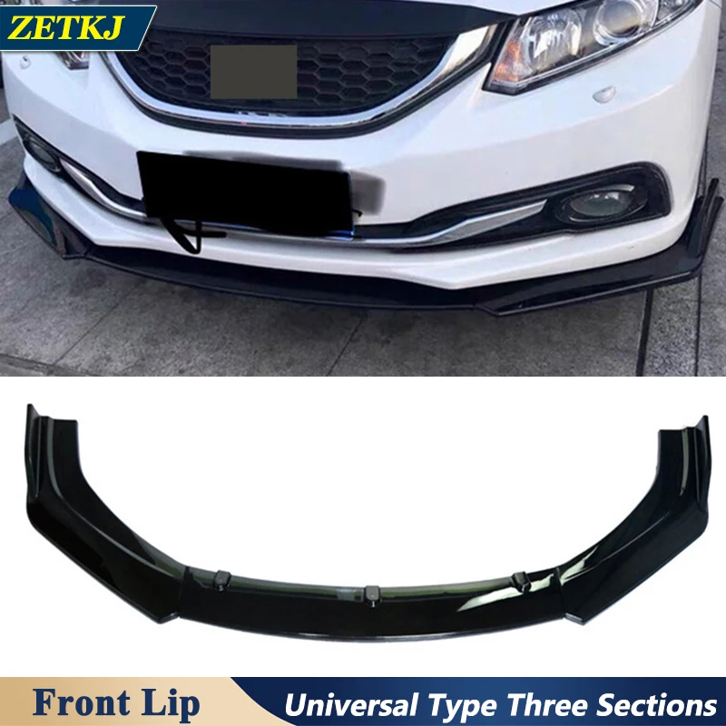 

Universal Type Car Front Shovel Lip bumper Protector 3-section Anti-collision Strip Sedan Hatchback Surround External Decoration