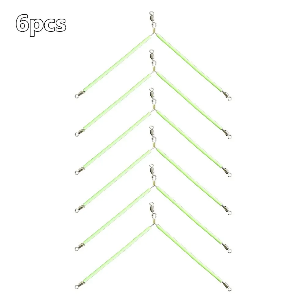 

6pcs 11/17cm Luminous Stainless Steel Anti Tangle Booms With Swivel Hook Lure Connector Luminous Balance Fishing Tools