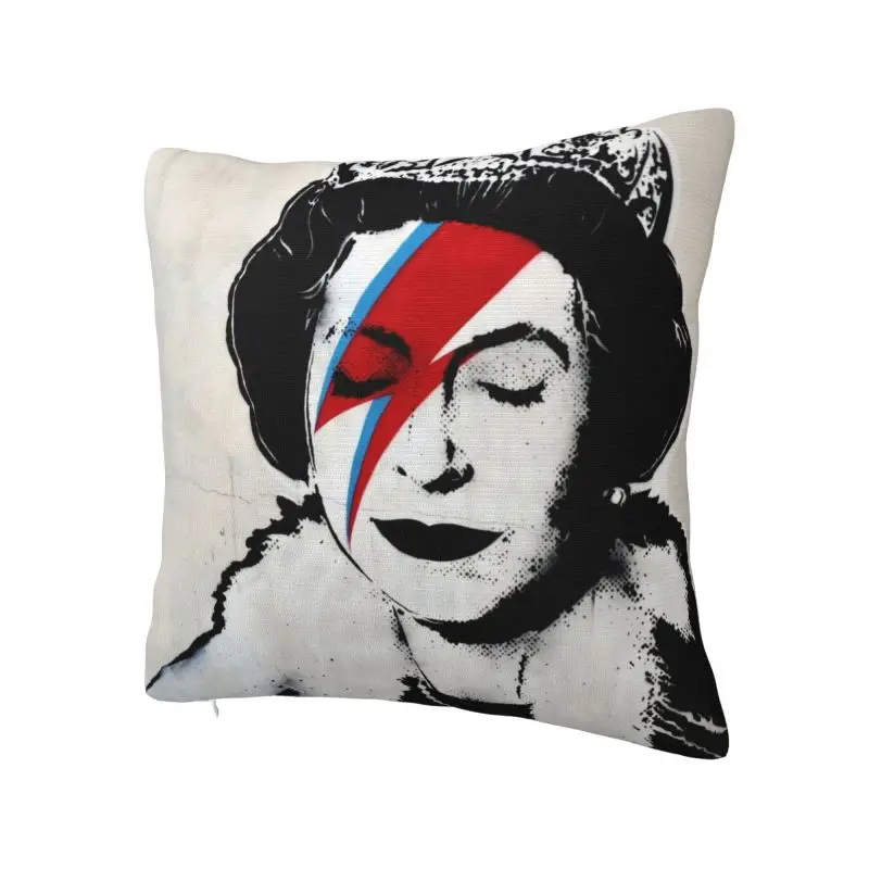 Banksy UK England Queen Elisabeth Face Makeup Cushion Cover Polyester Pillow Case for Sofa Square Pillowcase Bedroom Decoration