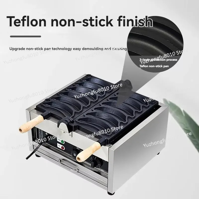 Automatic Stainless Steel 5 Hole Electric Waffle Machine Small Banana Food Processing Plant Kitchen Snack Machine