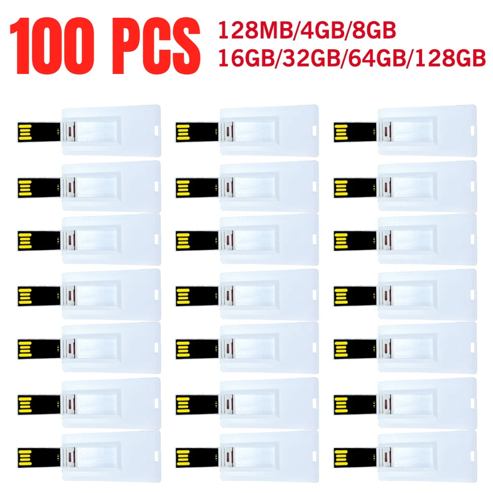100 шт. водонепроницаемых ультратонких USB-флеш-накопителей в форме кредитной карты, 4 ГБ, 8 ГБ, 32 ГБ, 64 ГБ, модель ба