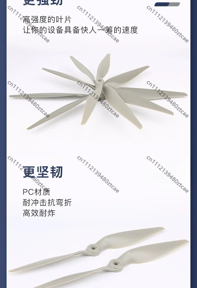 High Efficiency Nylon RC Propeller Direct Drive Prop, Low Speed Replacement Props for Electric Fixed Wing Aircraft
