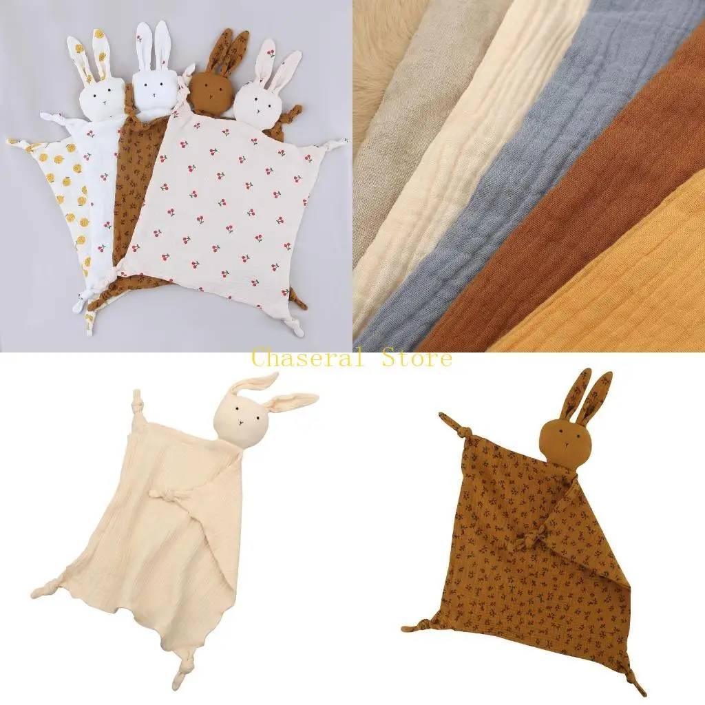 E7CE Baby Soothe Appease Towel Bib Soft Animal Rabbit Doll Sleep Cuddling