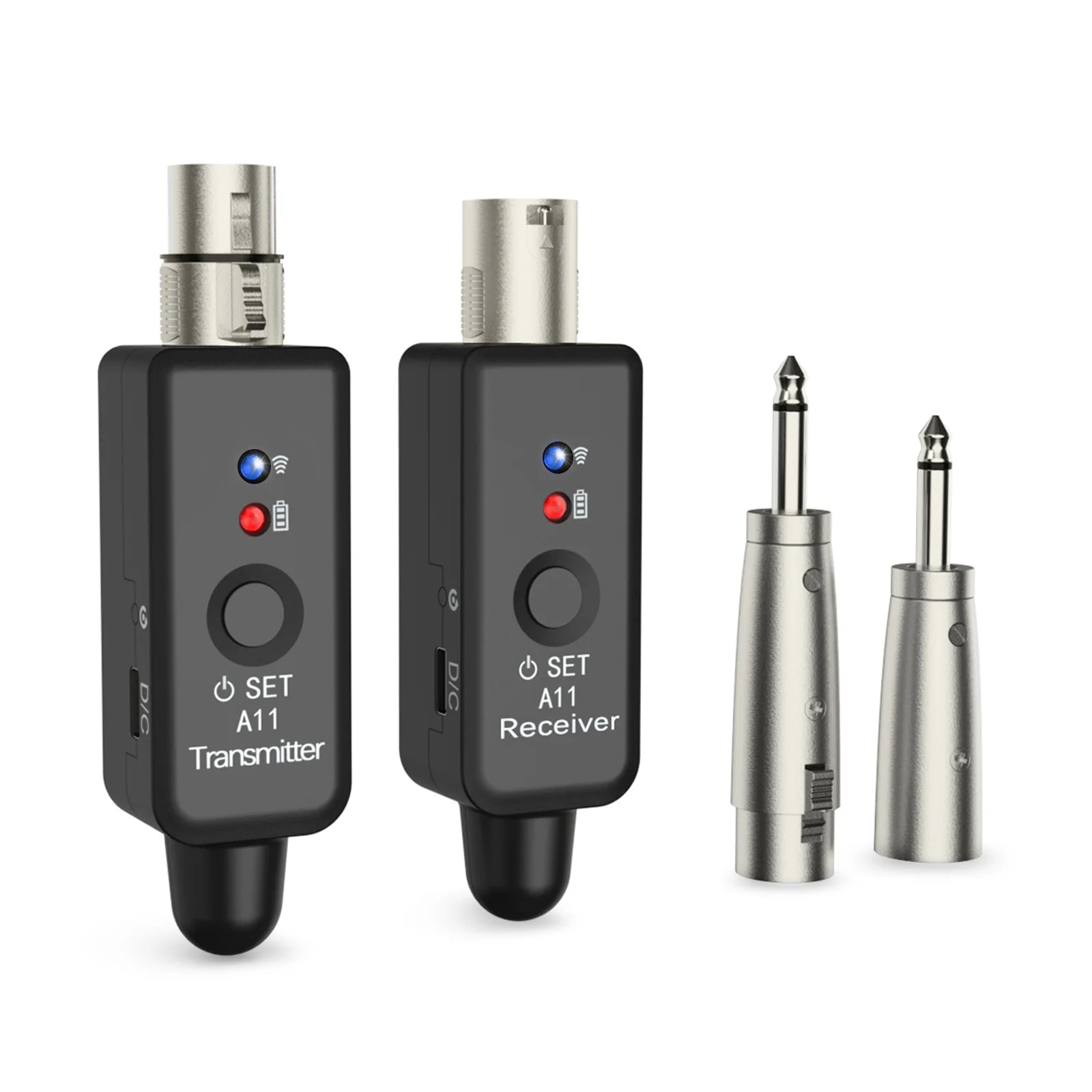 2.4G Wireless Microphone and Guitar System Rechargeable Portable Transmitter Receiver Set with Charging Compartment Audio System
