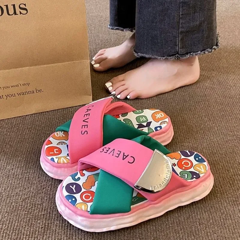 

Women's Summer Thick-soled Slippers Fashion Garden Sandals Mixed Color Casual Outdoor Flip Flops