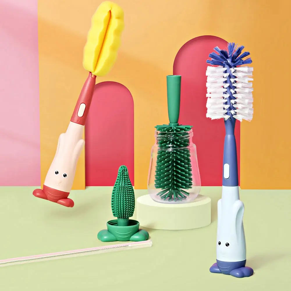 Head 360 Degree Rotation Pacifier Nipple Baby Bottle Brush Set Cup Cleaning Tool Water Bottle Cleaner Bottle Cleaning Brush