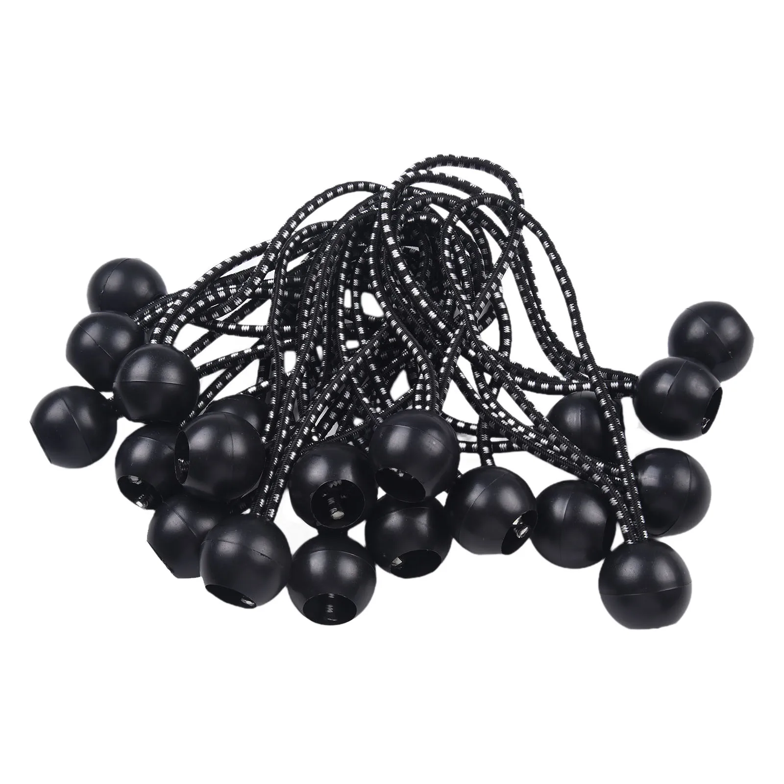 20pcs/Set Ball Bungee Cord Outdoor Tent Canopy Tarp Elastic Oxford Rope Tie Black And White 14.5cm Tent Accessories