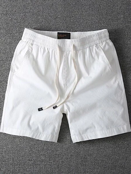 

Summer Pure Cotton Youth Leisure Workwear orts American Sle Elastic Waist Beach Sports Pants Fourths Straight Leg Trousers