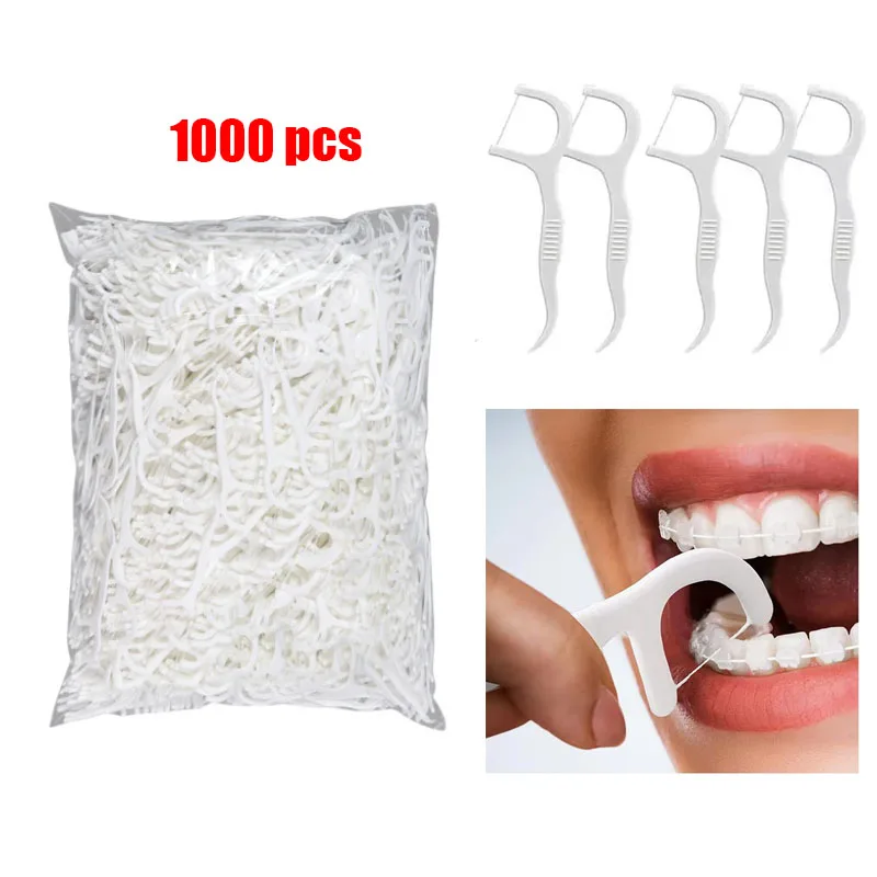 1000-2000 Uds. De hilo Dental, selecciones de hilo Dental, limpieza entre los dientes, cepillo Interdental, palillo de dientes, selección de hilo dental, cuidado de higiene bucal