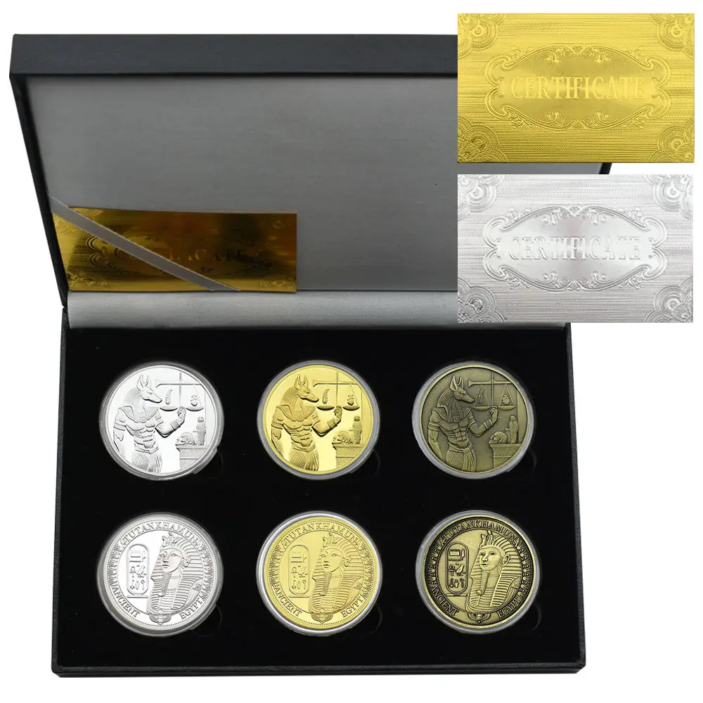 6-piece Set of Ancient Egyptian Pharaoh Pyramid Commemorative Coins Egyptian Collectible Coin Gifts