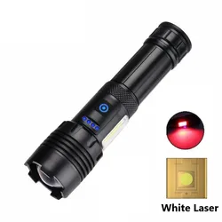 Rechargeable White Laser LED Flashlight 10000 High Lumens Tactical Light Waterproof Zoom 7 Mode Camping Emergencies Flashlights