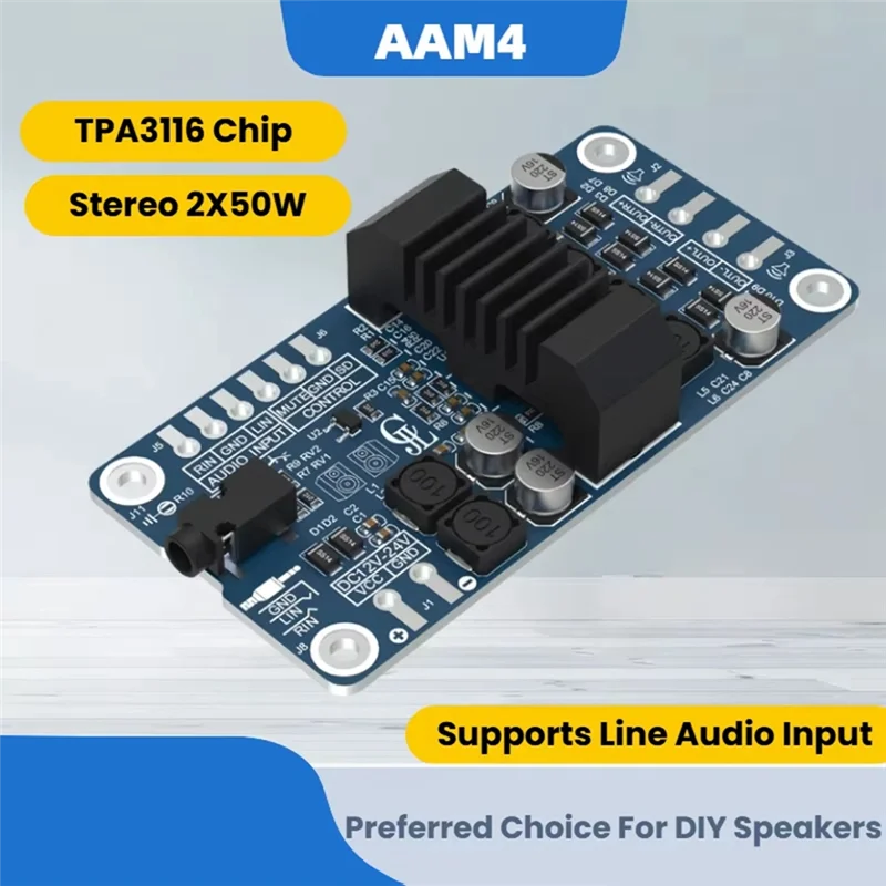B29C-TPA3116 2x50w placa amplificador de áudio tpa3116 placa amplificador estéreo de áudio modo bypass estéreo sem som e sem fundo
