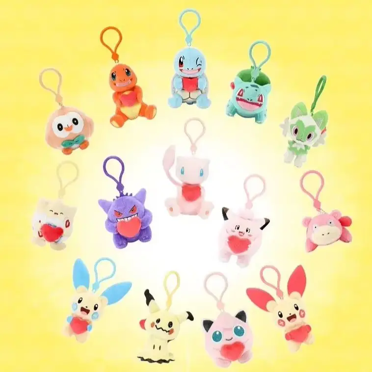 Pokemon pikachu bulbasaur gengar mimikyu plusle minun kawaii pelúcia brinquedo chaveiro mochila pingente chaveiro presentes de aniversário
